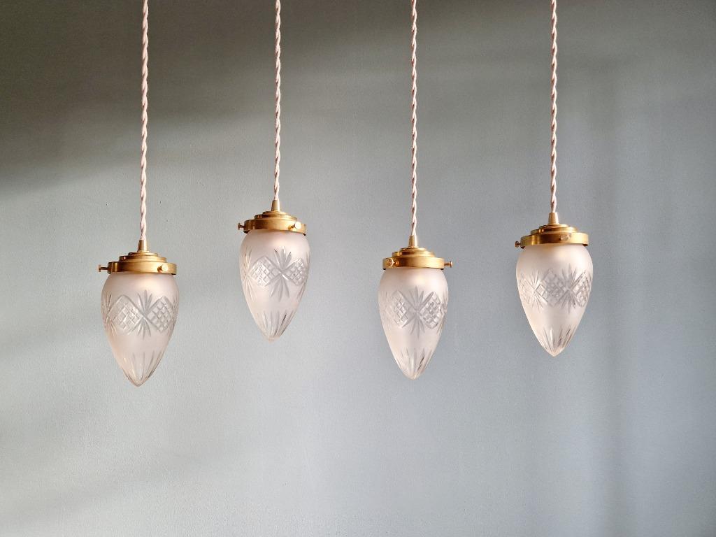 Suspension en cristal satiné (2 disponibles), début XXe, Enlèvement ou Envoi