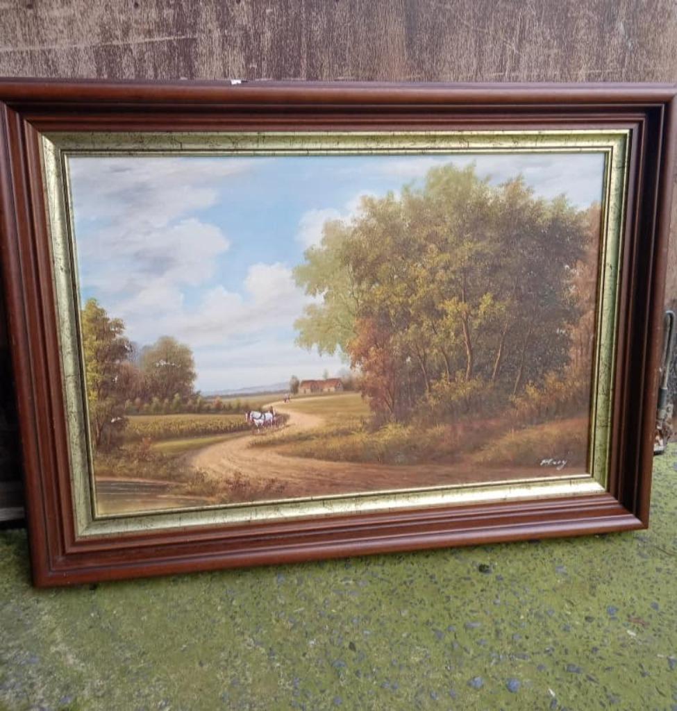groot schilderij op doek get. Perey in kader, Ophalen