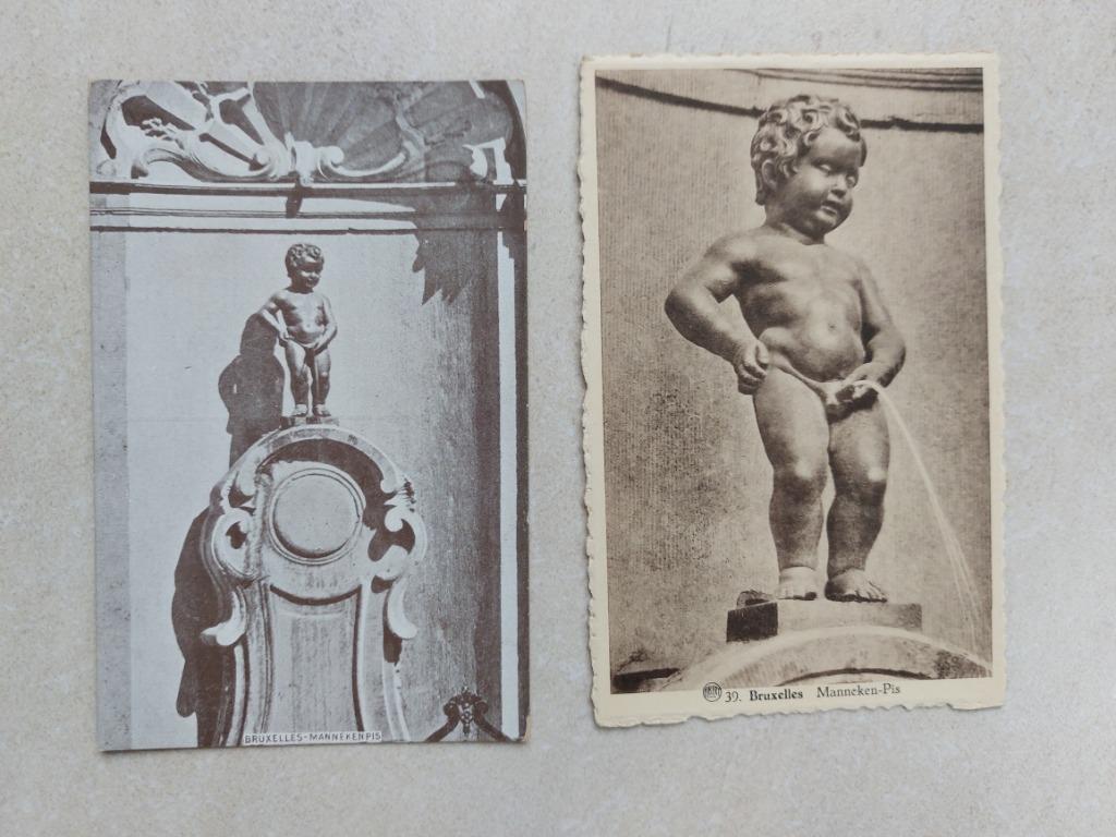 2 oude postkaarten Manneken Pis, Envoi