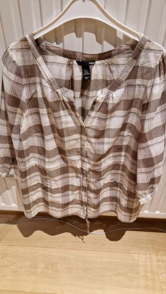 Chemisier carreaux manches 3/4 H&M 42, Enlèvement ou Envoi, Comme neuf