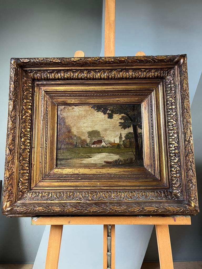 Landschapschilderij F.Delahaye, Ophalen of Verzenden