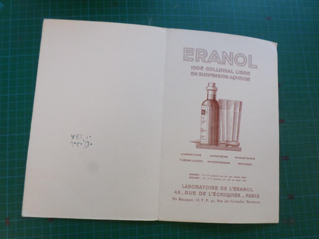 Eranol - buvard publicitaire ancien, Collections, Enlèvement ou Envoi, Utilisé, Autres types