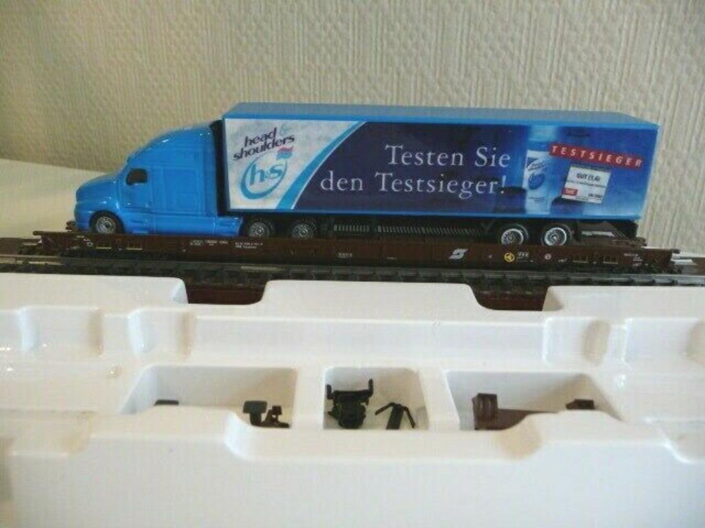 4841 MÄRKLIN HO– Wagon à plancher surbaissé+kamion/Wagon à p, Neuf, Analogique, Enlèvement ou Envoi, Courant alternatif