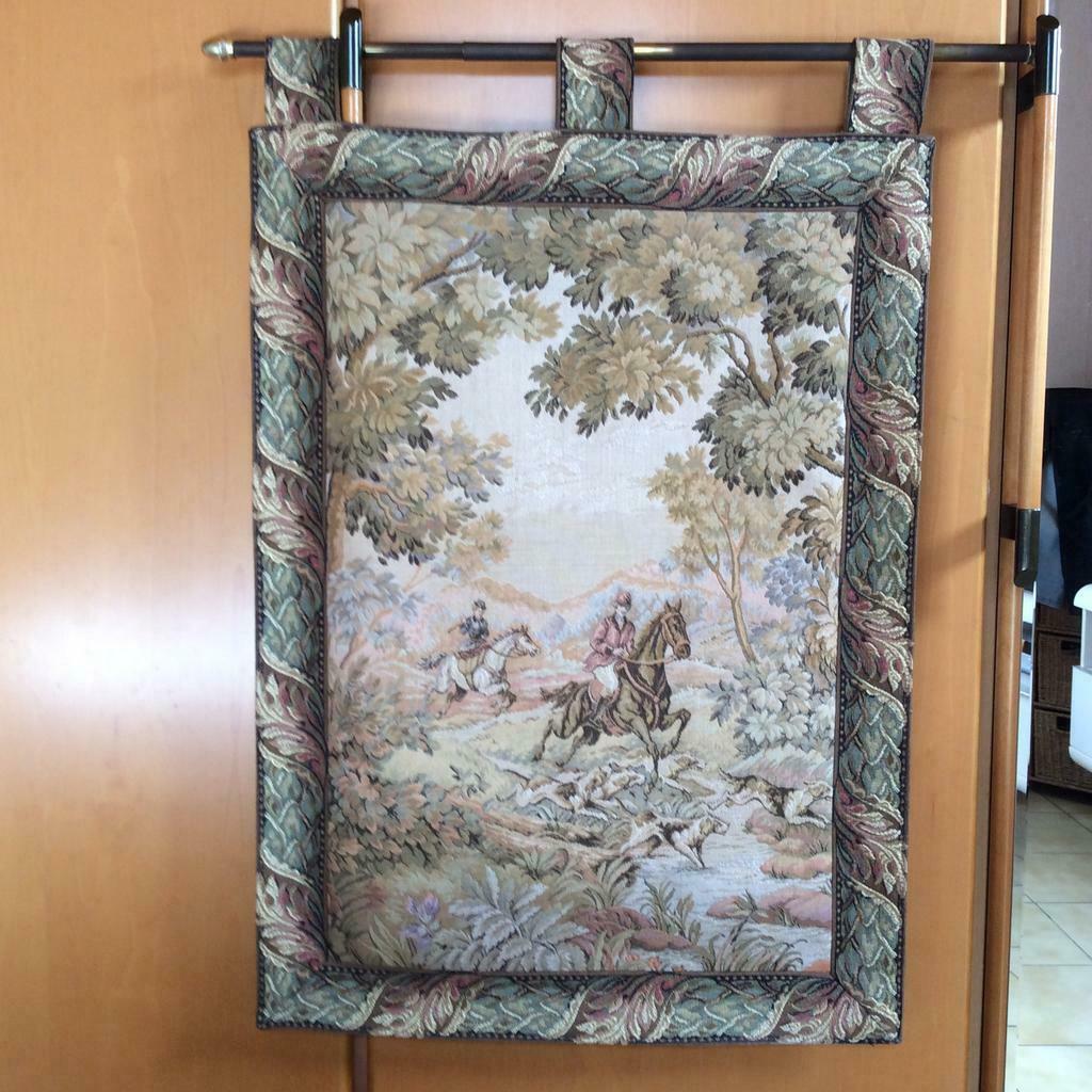 Wandtapijtje Jachttafereel  50/78 cm, Antiek en Kunst, Antiek | Tapijten, Tafelkleden en Textiel, Ophalen of Verzenden