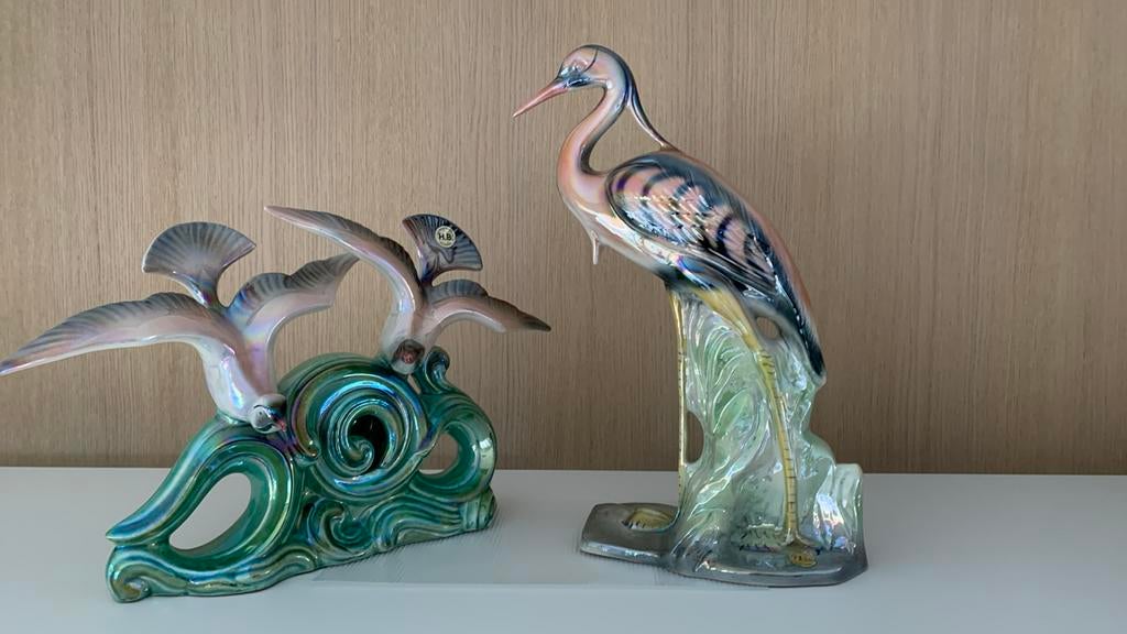 Twee sculpturen polychroom H Bequet, Antiek en Kunst, Ophalen
