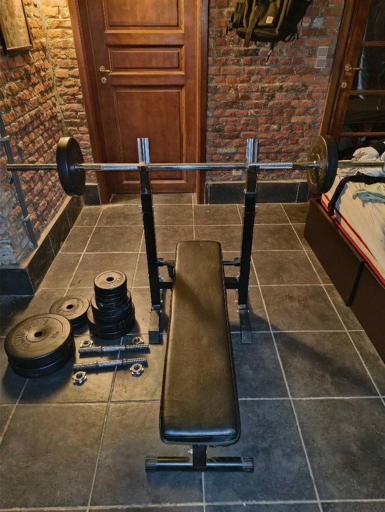 benchpress, halters, dumbbells, Sport en Fitness, Fitnessapparatuur, Zo goed als nieuw, Krachtstation, Armen, Benen, Borst, Buik