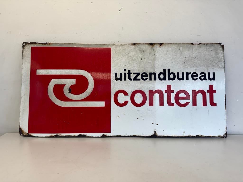content uitzendbureau emaille bord, Enlèvement ou Envoi
