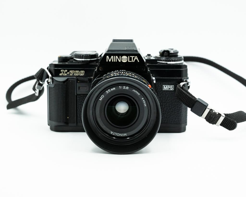 Minolta X-700 MPS + Minolta MD 35 mm F2.8, Ophalen of Verzenden, Gebruikt, Spiegelreflex, Minolta