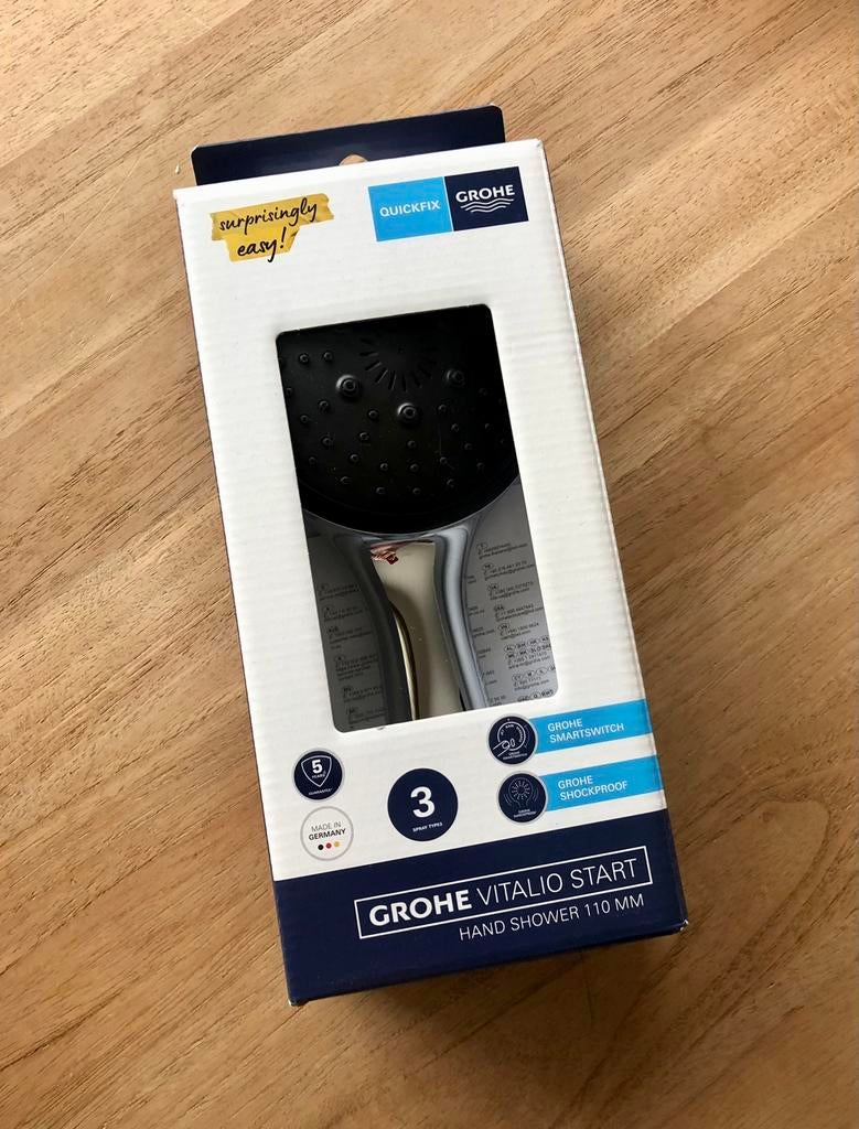 Pommeau douche grohe noir chrome vitalio start 110mm 3 jets, Ophalen of Verzenden, Nieuw, Zwart, Overige typen