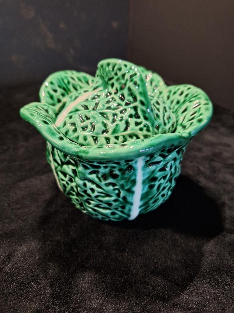 Vintage klein dekselpotje, groene kool, Ophalen of Verzenden