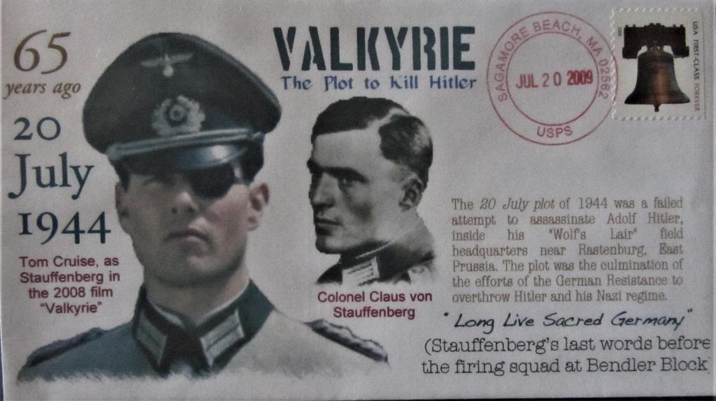 FDC U.S.A.- WO II-  VALKYRIE,THE PLOT TO KILL HITLER, Postzegels en Munten, Ophalen of Verzenden, Gestempeld, Overige thema's