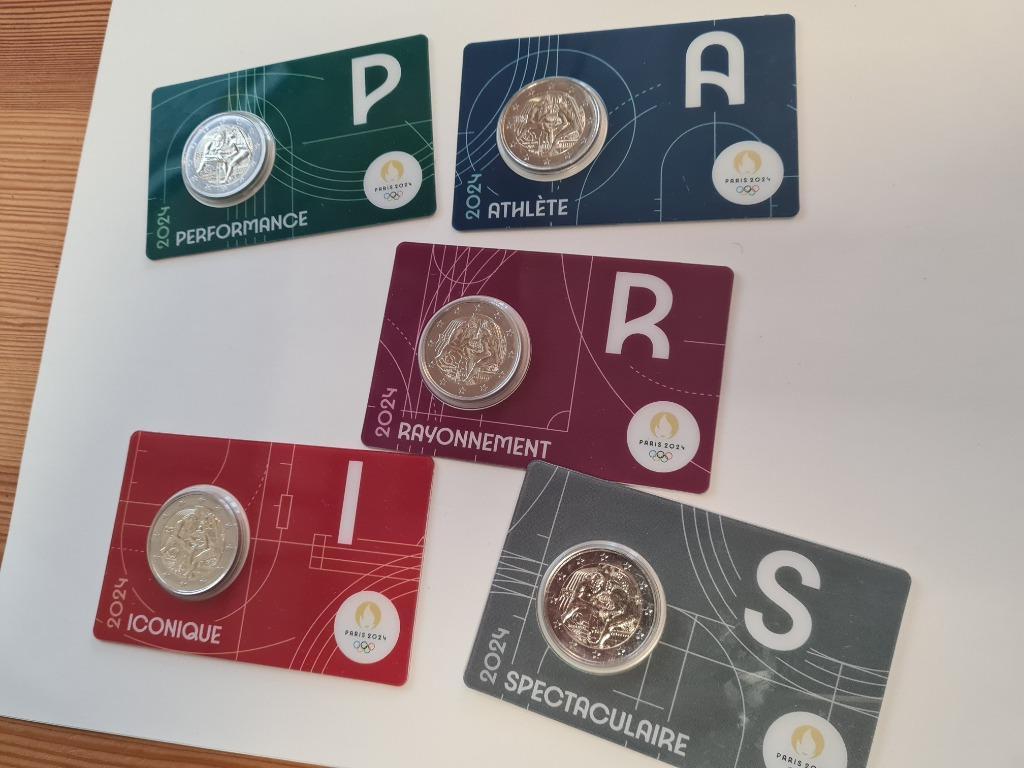 5 x 2 euro coincard Frankrijk 2024 „Olympische Spelen” Parij, Setje, 2 euro, Ophalen of Verzenden, Frankrijk
