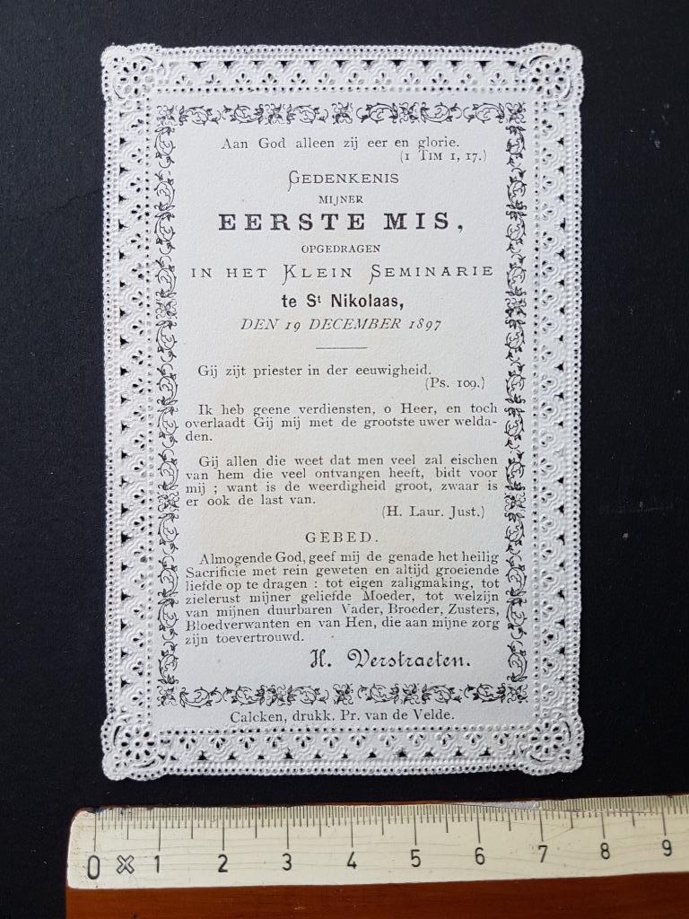 Santje Heiligenprentje met kant Holy card Mis Sint Niklaas, Verzamelen, Bidprentjes en Rouwkaarten, Verzenden, Bidprentje