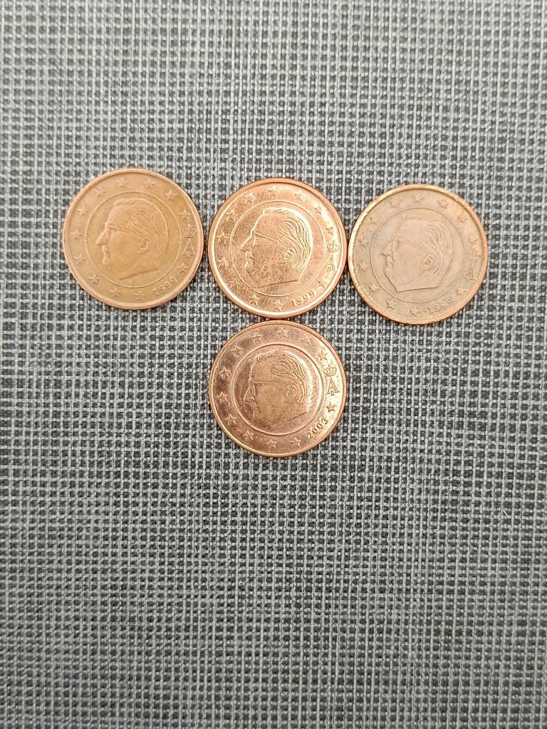Munten België. 5 cent van 1999 + 2003 + 2004., Postzegels en Munten, Munten | Europa | Euromunten, Ophalen of Verzenden, België