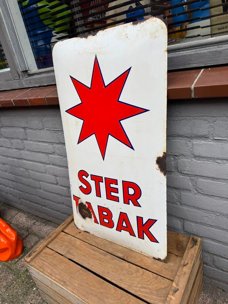 SterTabak emaille reclamebord, Verzamelen, Ophalen of Verzenden, Gebruikt, Reclamebord