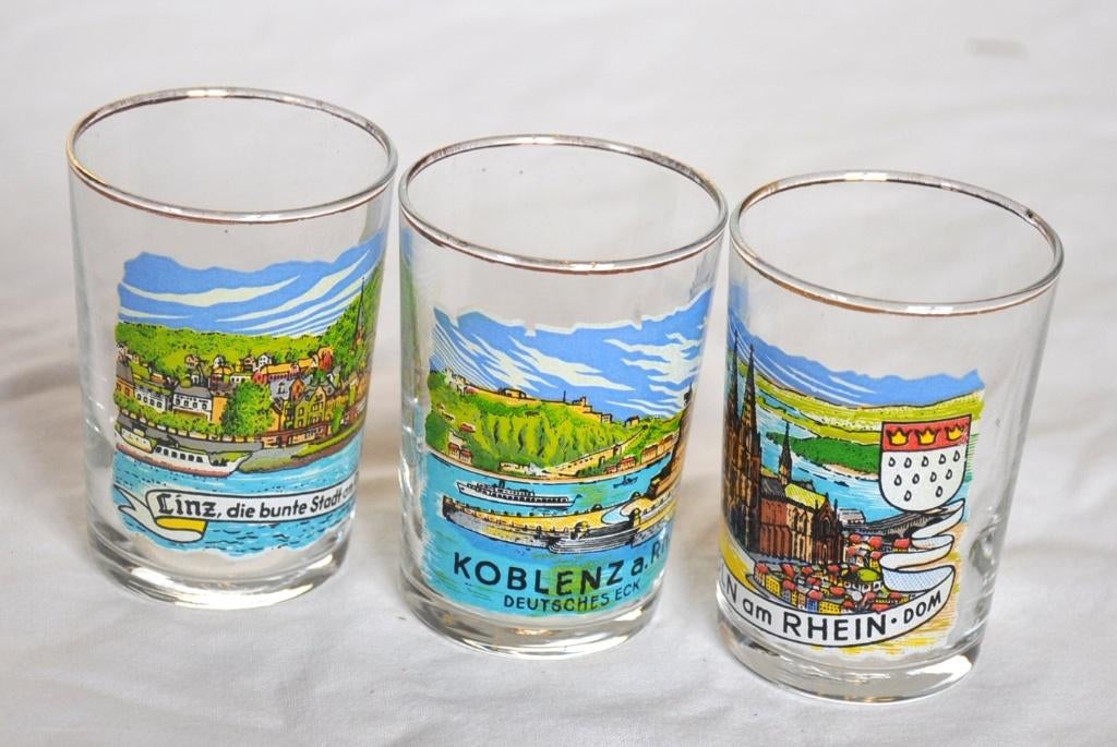 3 verres vintage a liqueur villes d'Allemagne, Antiquités & Art, Antiquités | Verre & Cristal, Enlèvement ou Envoi