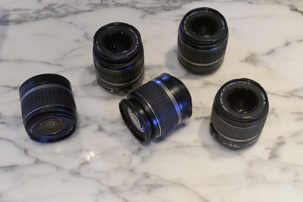 Canon EF-S 18-55 mm/f/3.5-5.6 II 5 pièces, Enlèvement ou Envoi, 1980 à nos jours, Lentille ou Lentilles