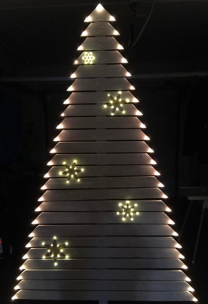 Sapin de Noël en bois avec illuminations, Enlèvement, Comme neuf
