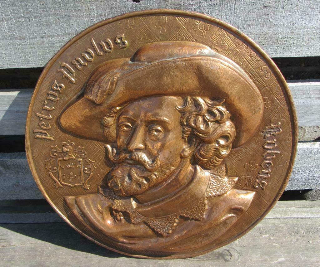 Koperen plaat "RUBENS" diam. 48 cm, Antiek en Kunst, Ophalen of Verzenden