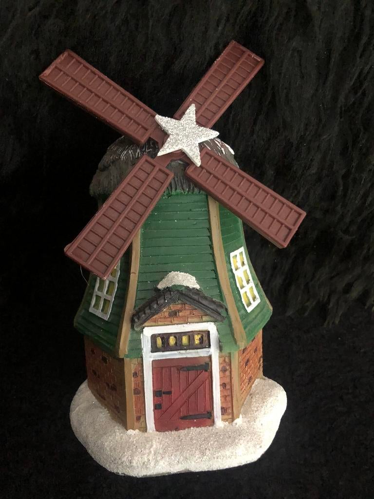 Windmolen met licht - kerstdecoratie - H. 16cm, Diversen, Kerst, Ophalen, Gebruikt