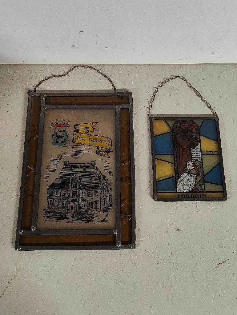 Vintage glasramen stad Torhout, Antiek en Kunst, Ophalen of Verzenden