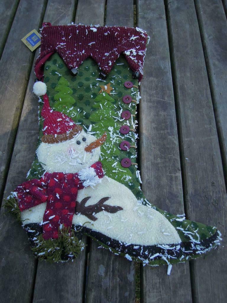 kerstzak - kerstbot met sneeuwman - cadeautjes zak in stof, Ophalen of Verzenden, Zo goed als nieuw