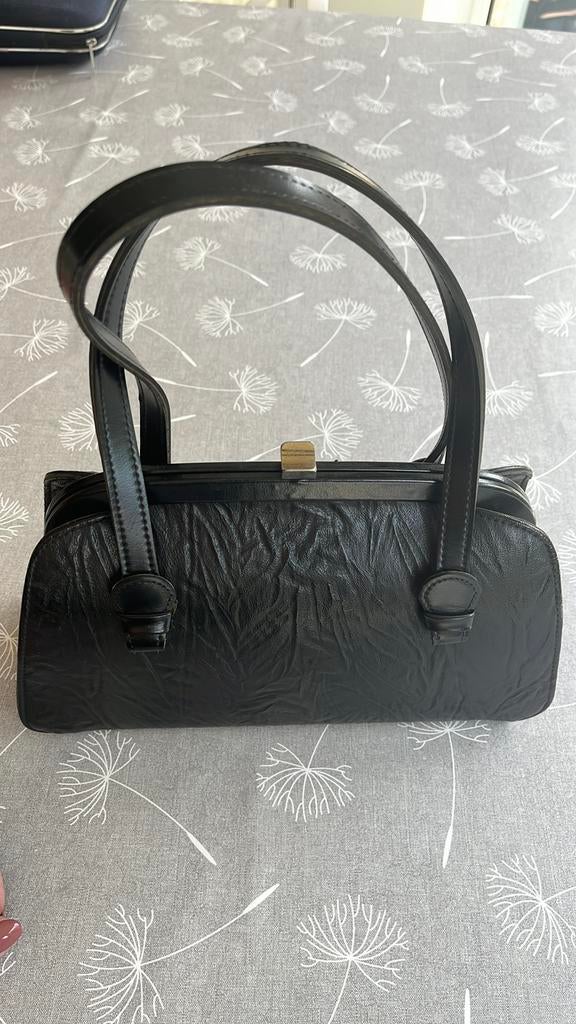 Vintage handtas jaren 60, Handtassen en Accessoires, Tassen | Damestassen, Ophalen of Verzenden, Zo goed als nieuw, Zwart, Handtas