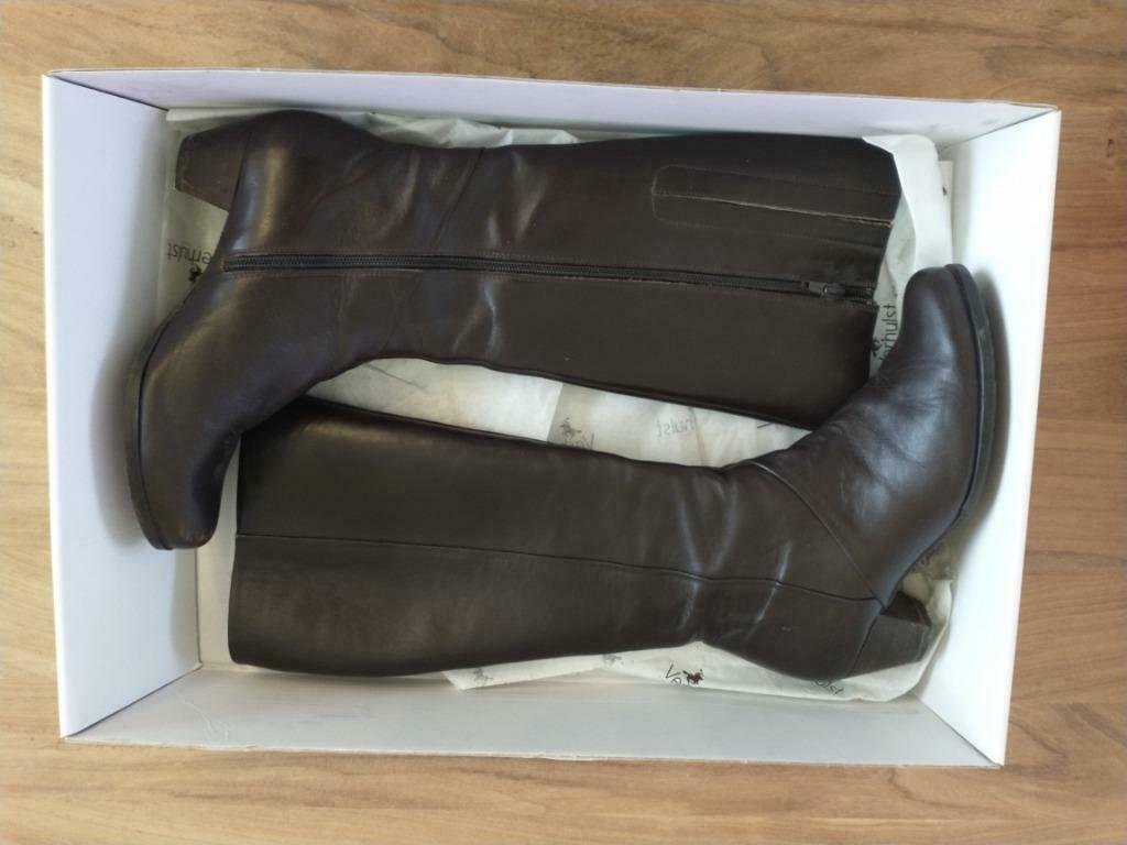 Bruine lederen laarzen (los voetbed) - Verhulst - maat 37, Kleding | Dames, Schoenen, Hoge laarzen, Bruin, Verhulst, Ophalen of Verzenden