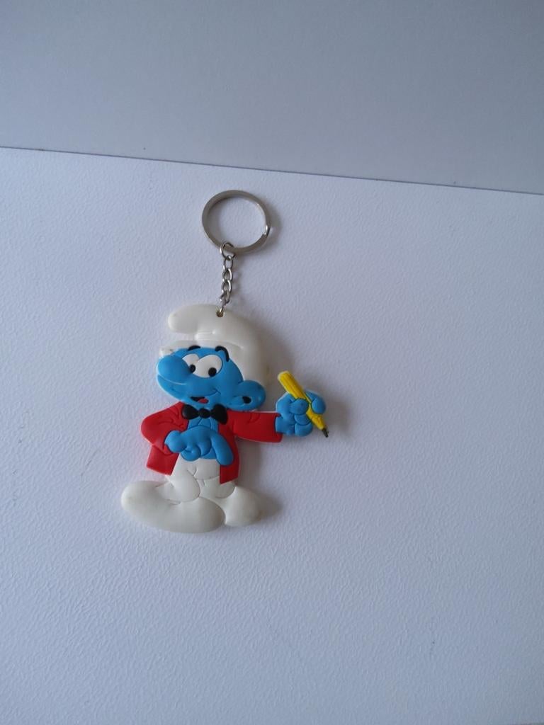 Porte clé Schtroumpf avec crayon, Enlèvement ou Envoi, Comme neuf, Peluche ou Figurine