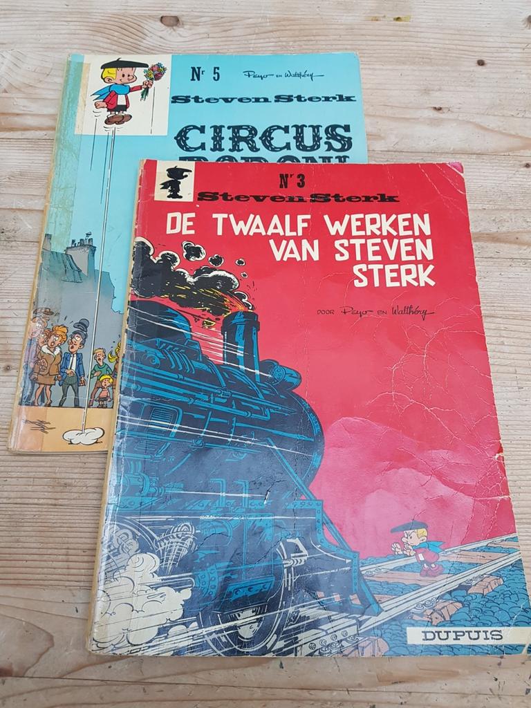 Steven Sterk 3, 4 & 5 1968/69 1e drukken Peyo Robbedoes WB, Ophalen of Verzenden, Zo goed als nieuw
