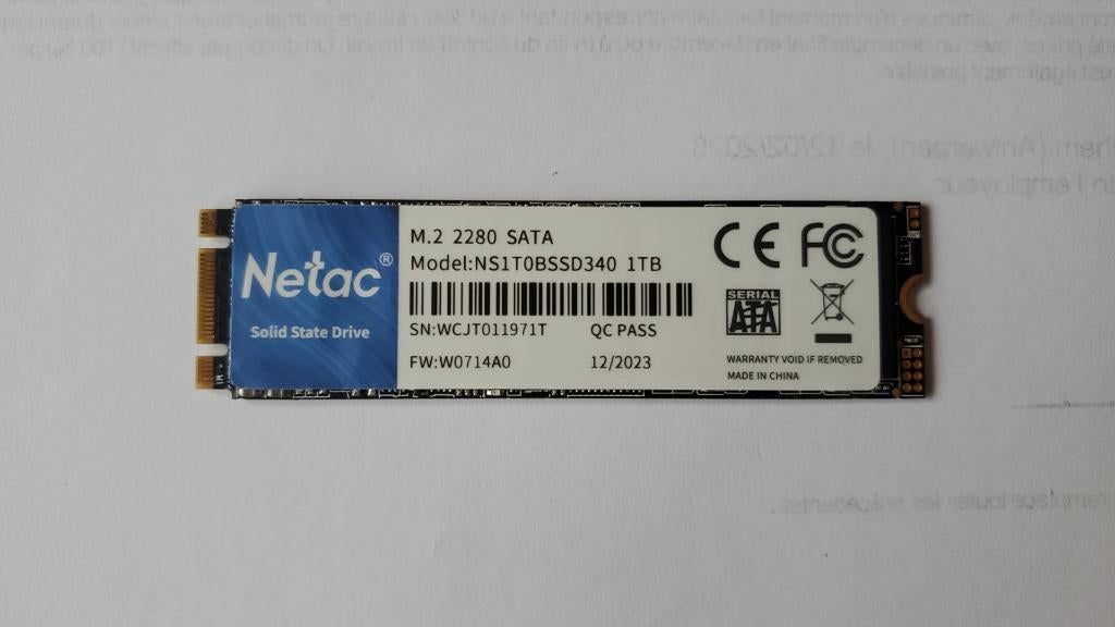 ssd NETAC 1TB, Informatique & Logiciels, Disques durs, Enlèvement ou Envoi, Comme neuf, SSD