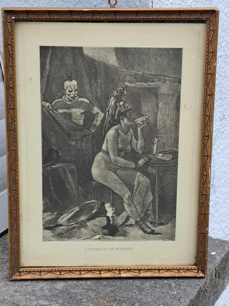 Gravure l entracte de minerve de Félicien rops, Enlèvement ou Envoi