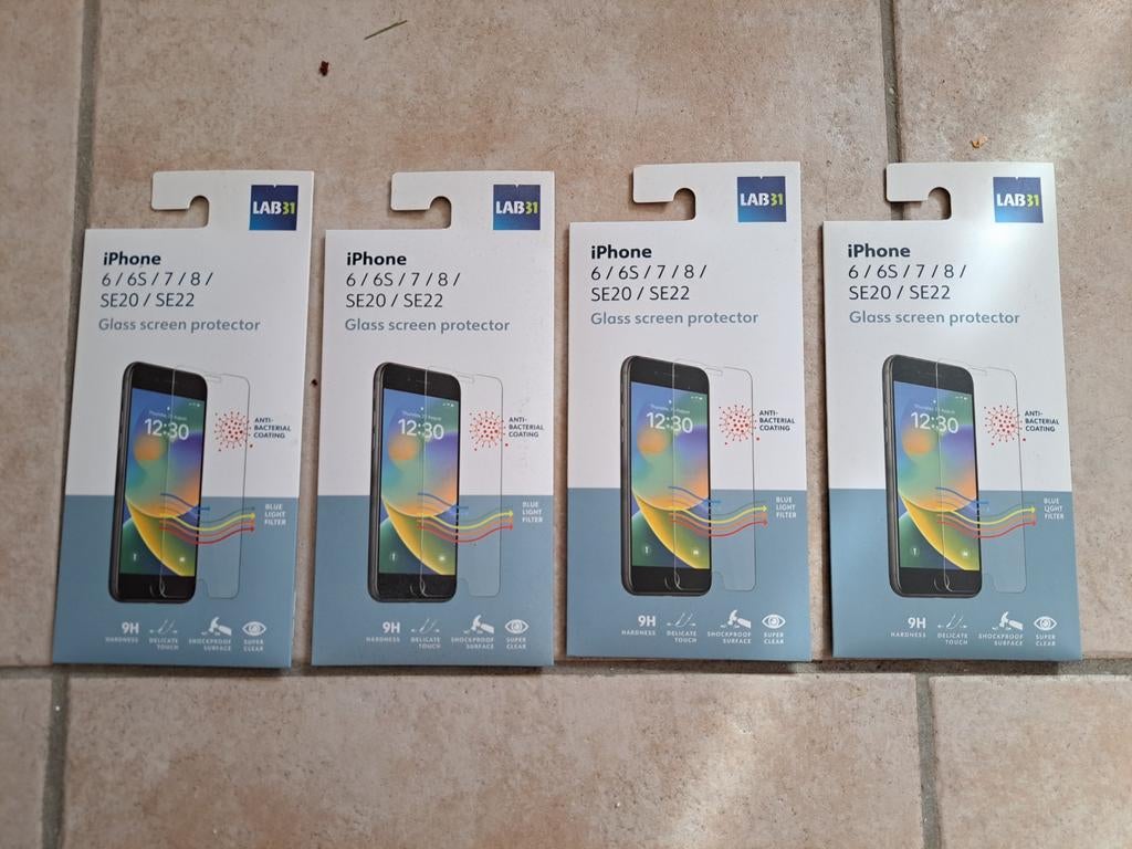 Beschermglaasjes/Screen Protectors voor iPhone 6, 7, 8, SE, Télécoms, Téléphonie mobile | Housses, Coques & Façades | Apple iPhone