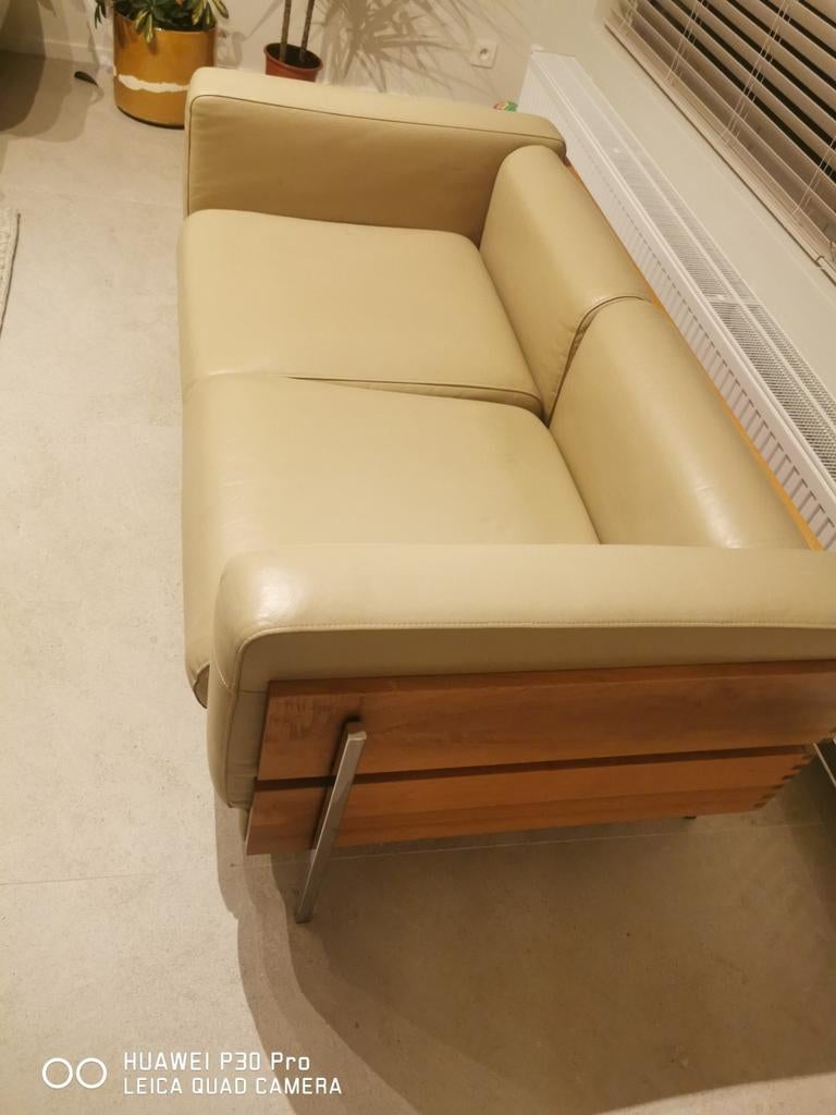 fauteil en cuire  mid century modern, Enlèvement, Bois