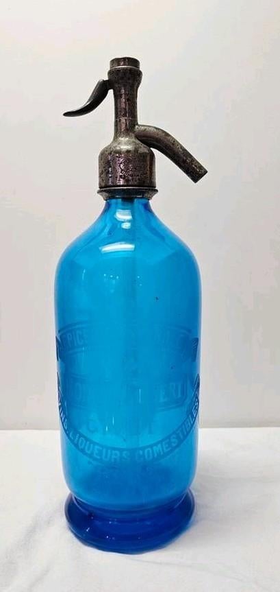 Soda fles Sifon blauw, Ophalen of Verzenden