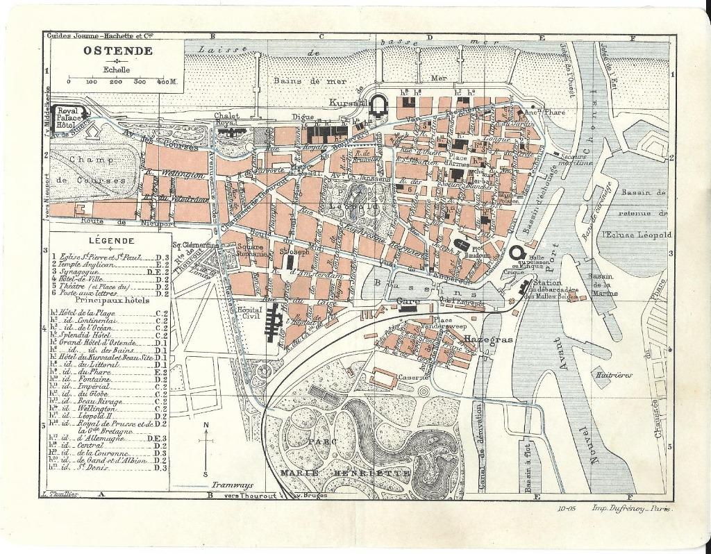 1905 - Oostende stadsplan, Boeken, Atlassen en Landkaarten, Verzenden