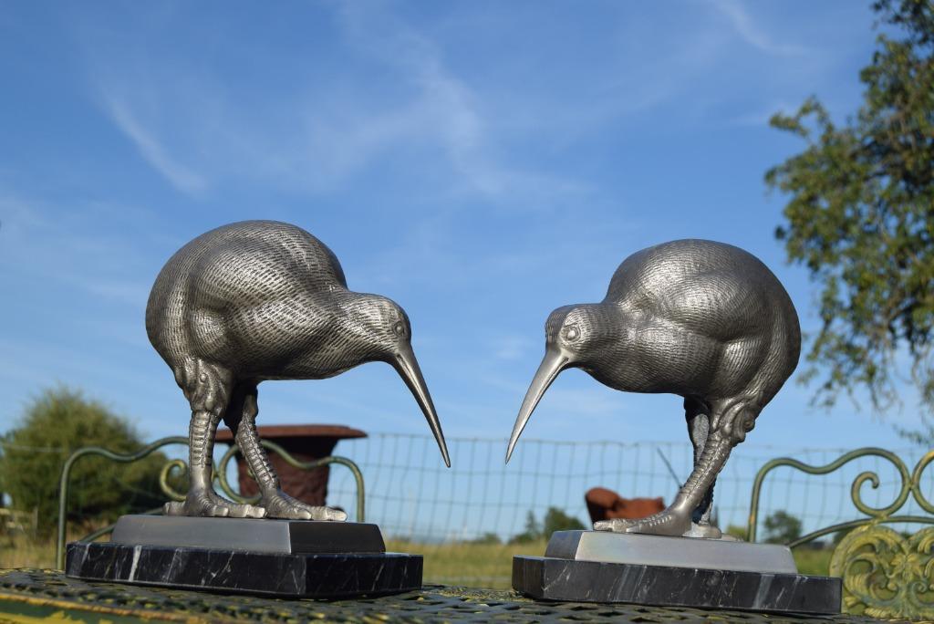 Prachtig gegoten aluminium Kiwi-paar, Huis en Inrichting, Ophalen of Verzenden, Zo goed als nieuw