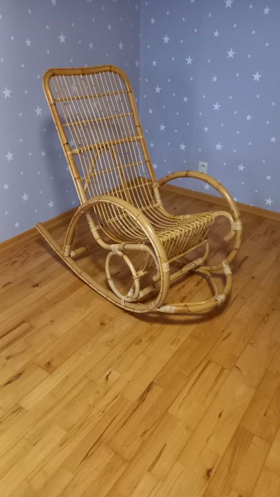 vintage rieten schommelstoel voor volwassenen, Huis en Inrichting, Ophalen, Bruin, Vintage, Riet of Rotan