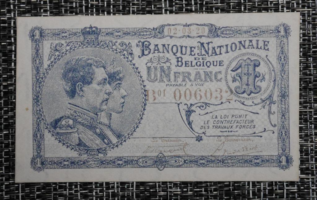 Billet 1 Francs Belgique 02.03.20, Envoi, Série