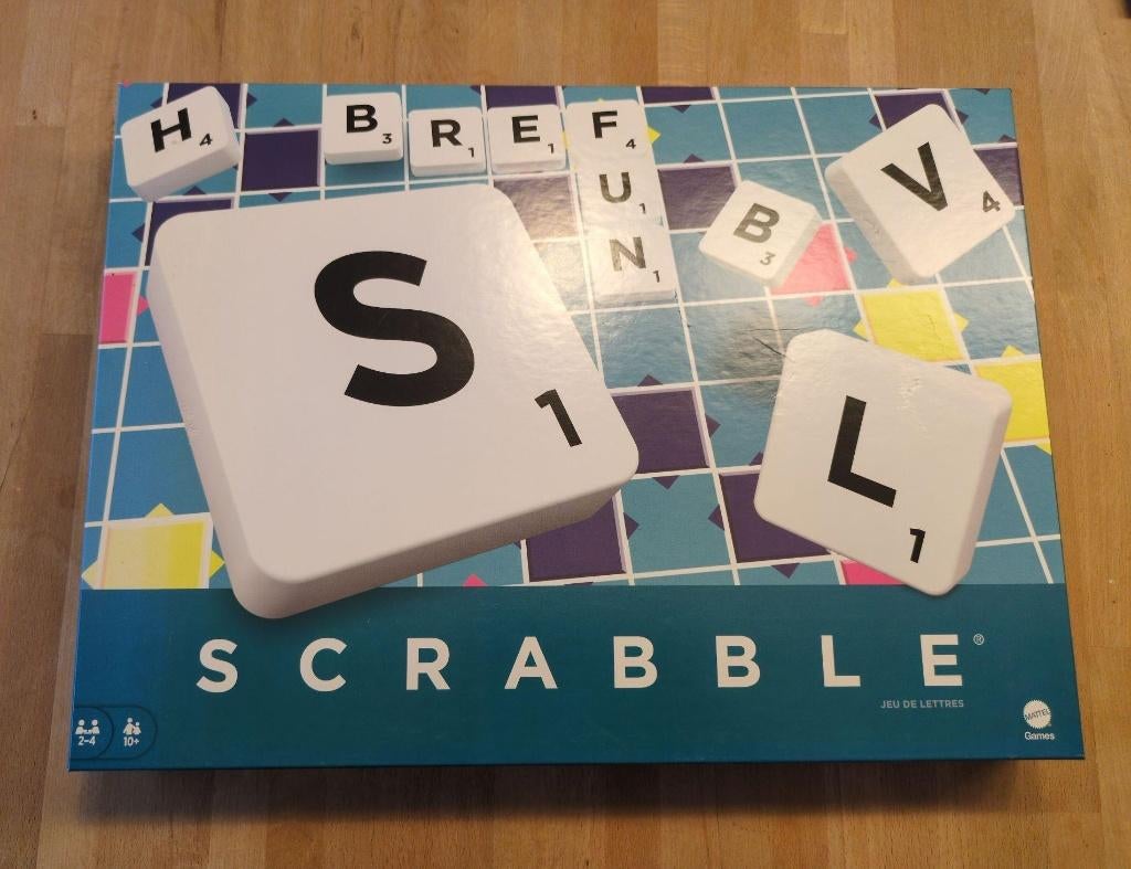 Scrabble, Mattel, Ophalen of Verzenden, Zo goed als nieuw, Een of twee spelers