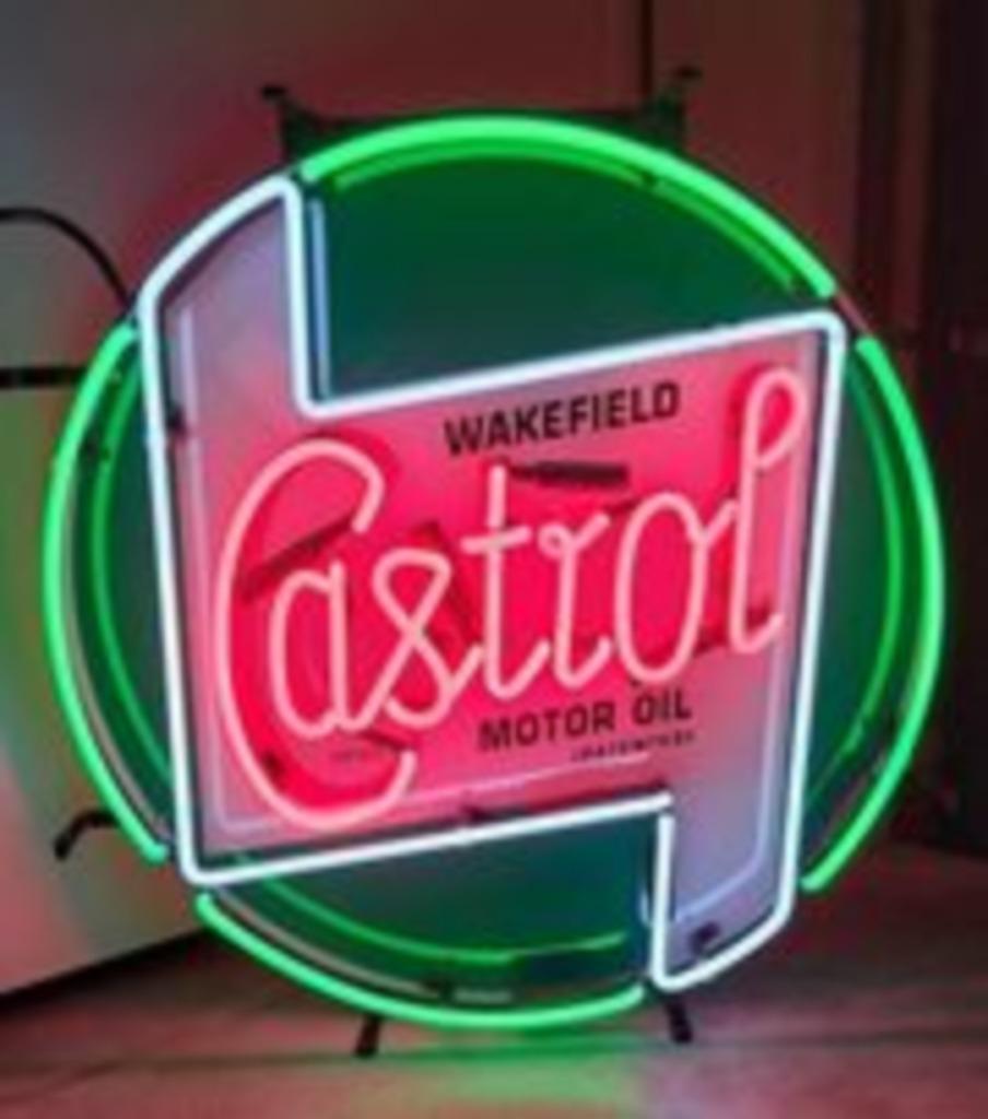 Castrol olie reclame neon garage showroom decoratie neons, Verzamelen, Ophalen of Verzenden, Nieuw, Lichtbak of (neon) lamp