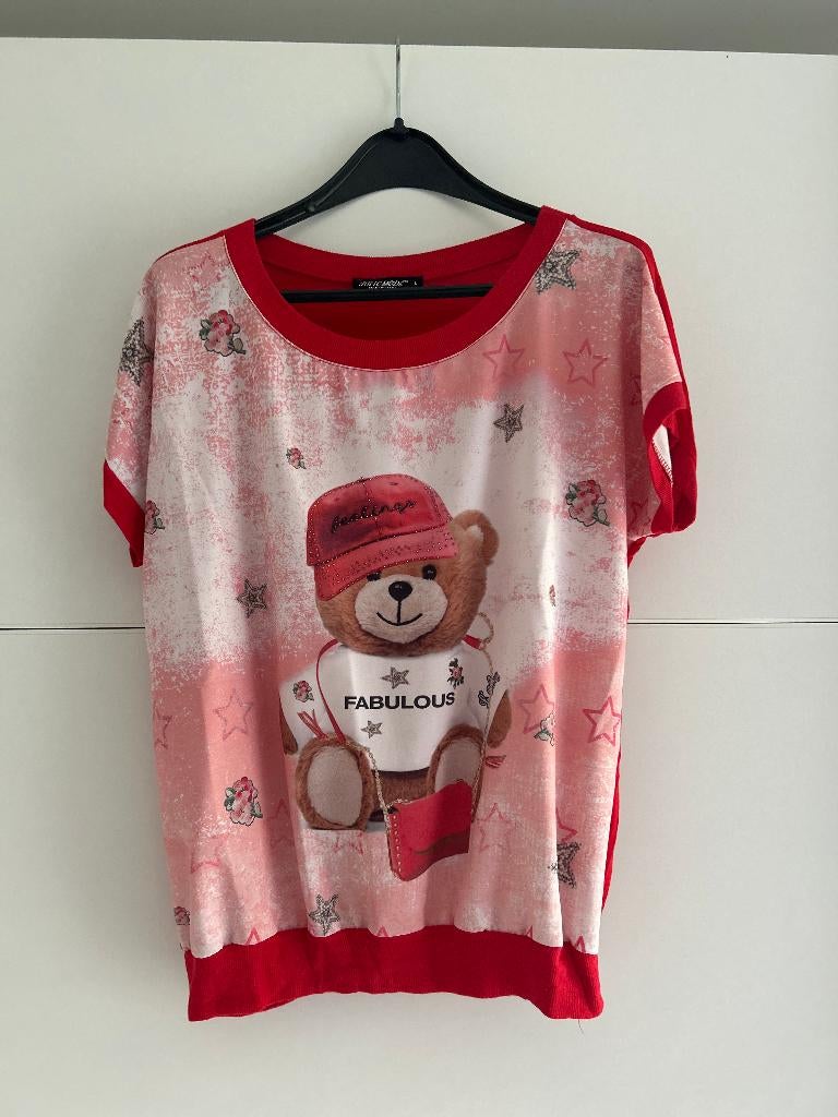 Julie Mode rode T-shirt met beer, Kleding | Dames, Julie Mode, Maat 42/44 (L), Ophalen of Verzenden, Zo goed als nieuw