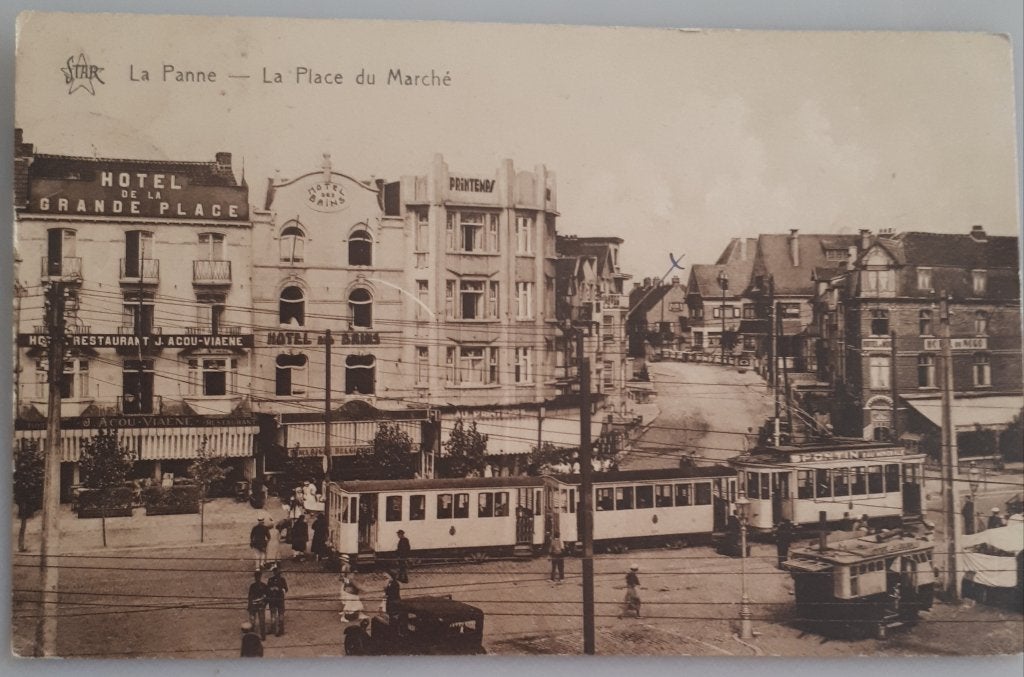 CP ancienne DE PANNE La Place du Marché 1937 Ref.E27, Collections, Cartes postales | Belgique, Enlèvement ou Envoi, 1920 à 1940