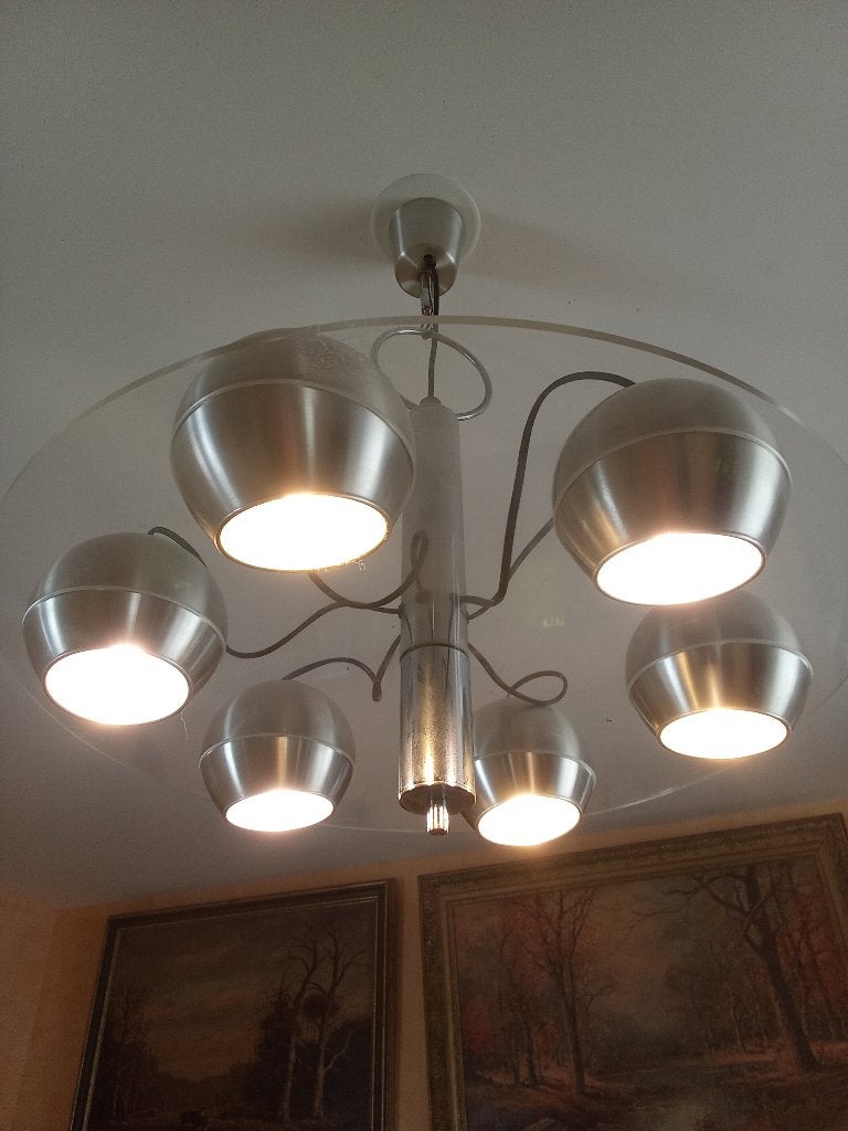 lustre vintage, Hollywood regency, Métal, Enlèvement, E27 (grand)
