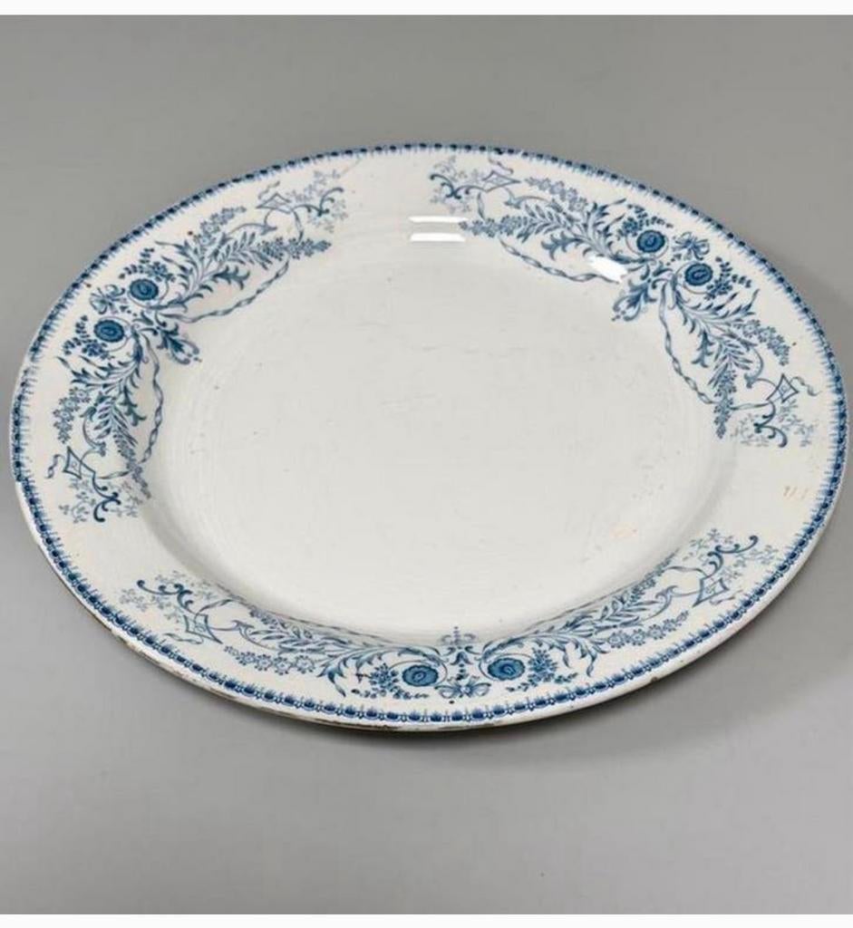 Prachtig Vintage Boch Frères Rubis Bord 33 cm Blauwwit Decor, Antiek en Kunst, Ophalen of Verzenden