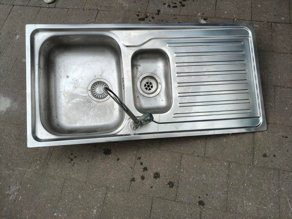 Spoeltafelblad, Doe-het-zelf en Bouw, Ophalen, Zo goed als nieuw, Inox, Wastafel