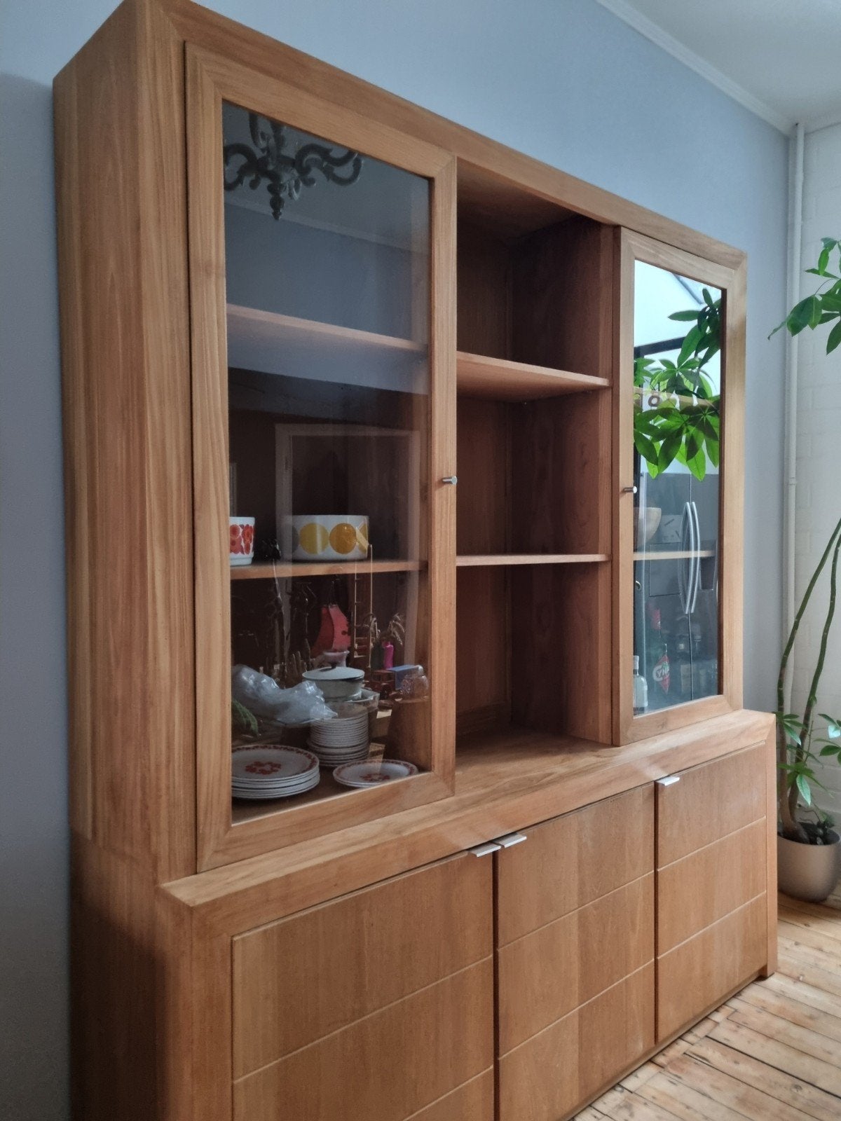 Vitrine / buffet Rive Bleue "Akabar" en teck massif, Teck, Avec porte(s), 25 à 50 cm, 200 cm ou plus