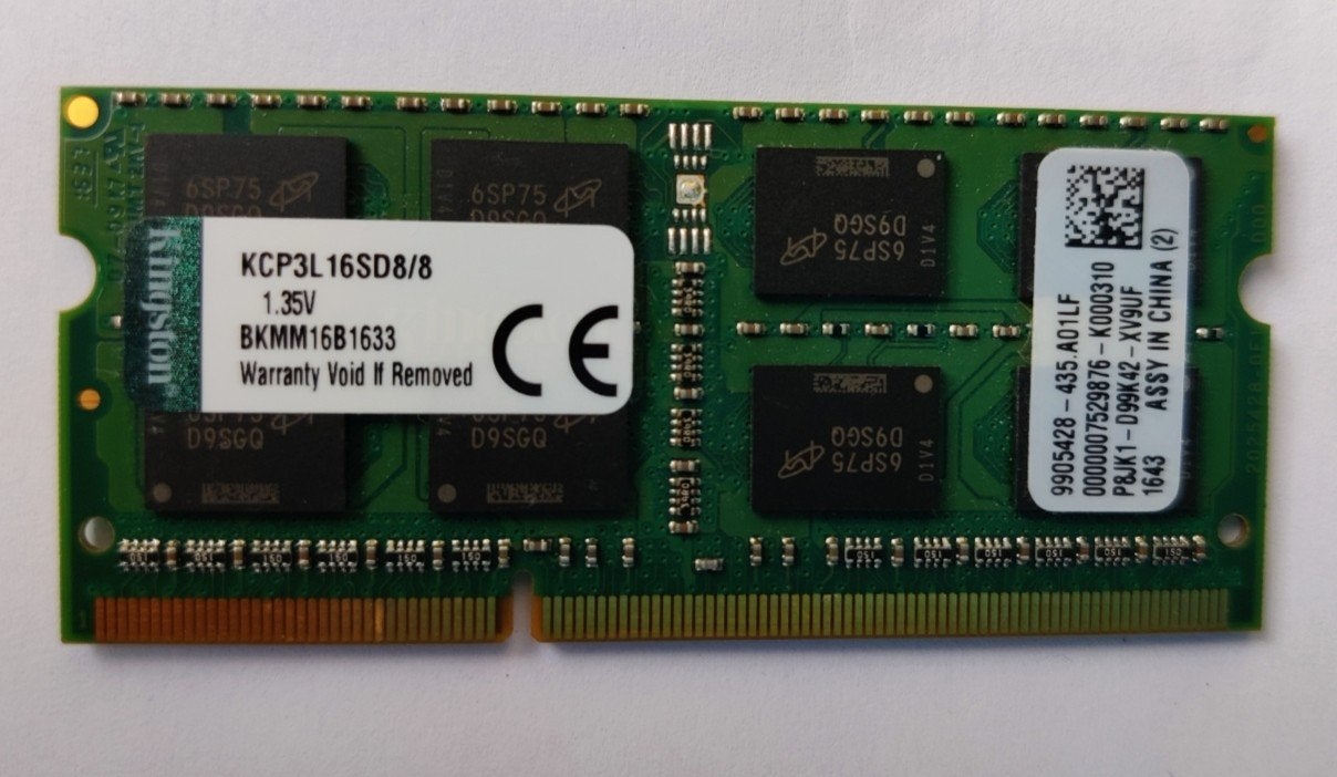 Module de mémoire vive PC3L 12800S DDR3 Kingston de 8 Go, Informatique & Logiciels, 8 GB, DDR3, Comme neuf, Enlèvement