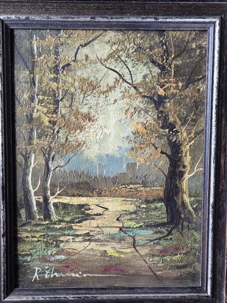 tableau huile artiste THEUNISSEN encadré beau cadre bois, Antiquités & Art, Art | Peinture | Classique, Peinture à l'huile, Paysage