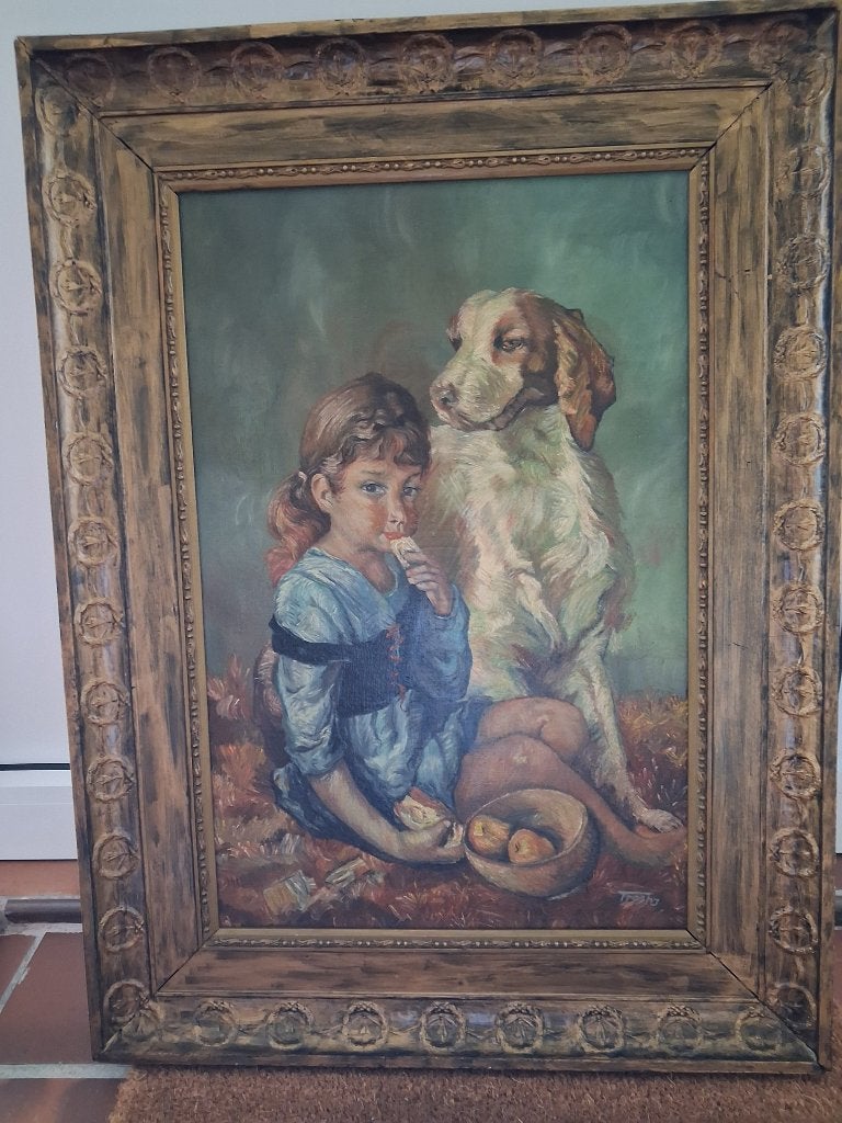 *Belle peinture ancienne signée avec un très beau cadre, Enlèvement ou Envoi, Cadre spécial, Toile